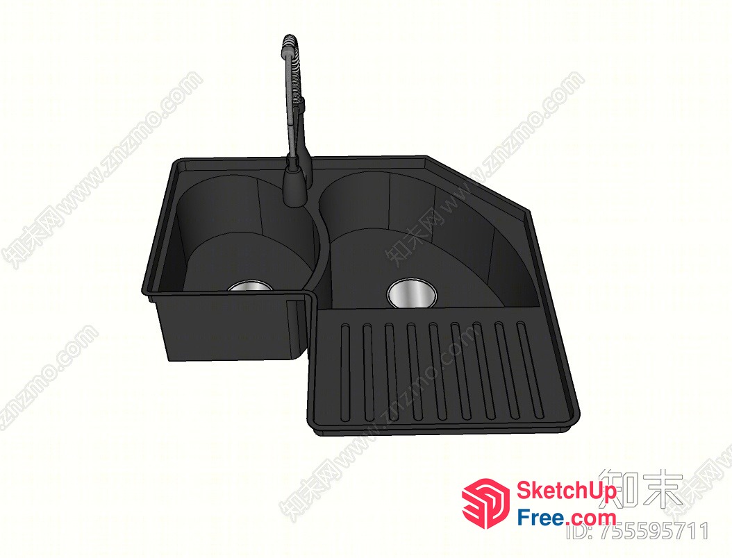 Kitchen Sink With Faucet And Drain 3D SketchUp File