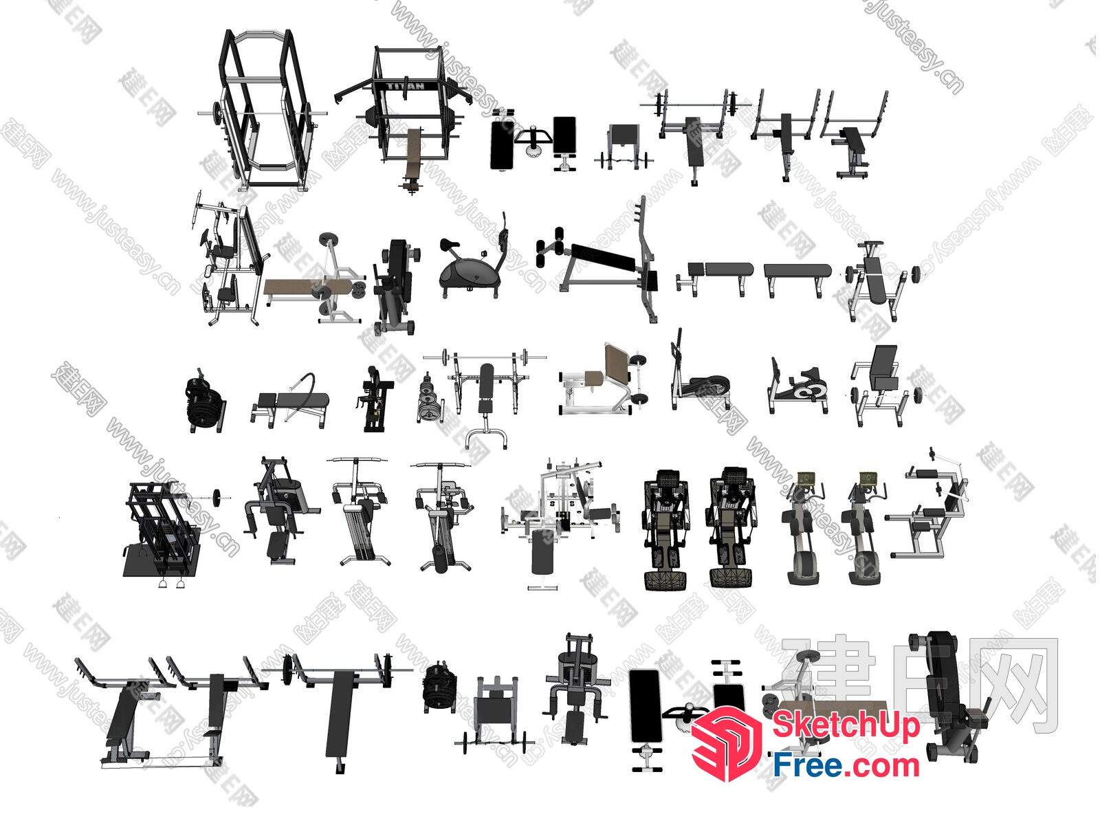 Gym Equipment Arrangement 3D SketchUp File