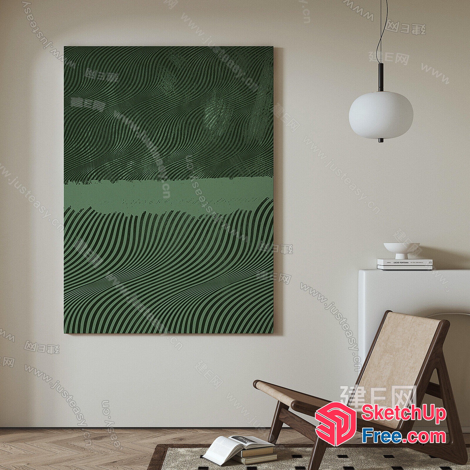 Modern Minimalist Green Artwork 3D SketchUp File
