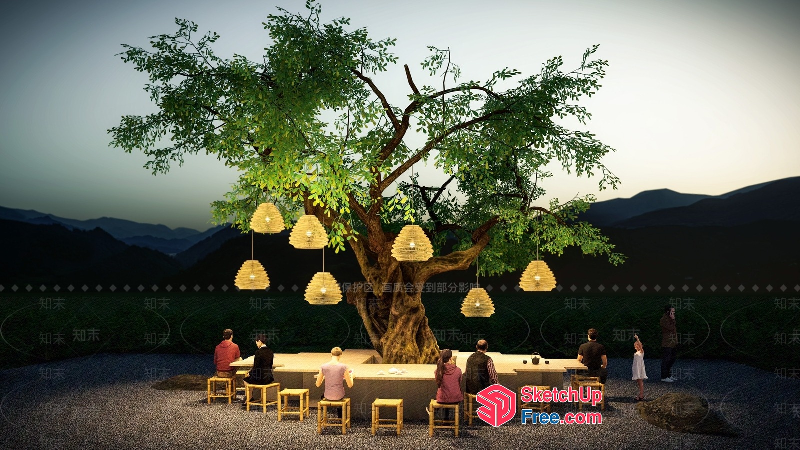 Serene Outdoor Dining Space 3D SketchUp File