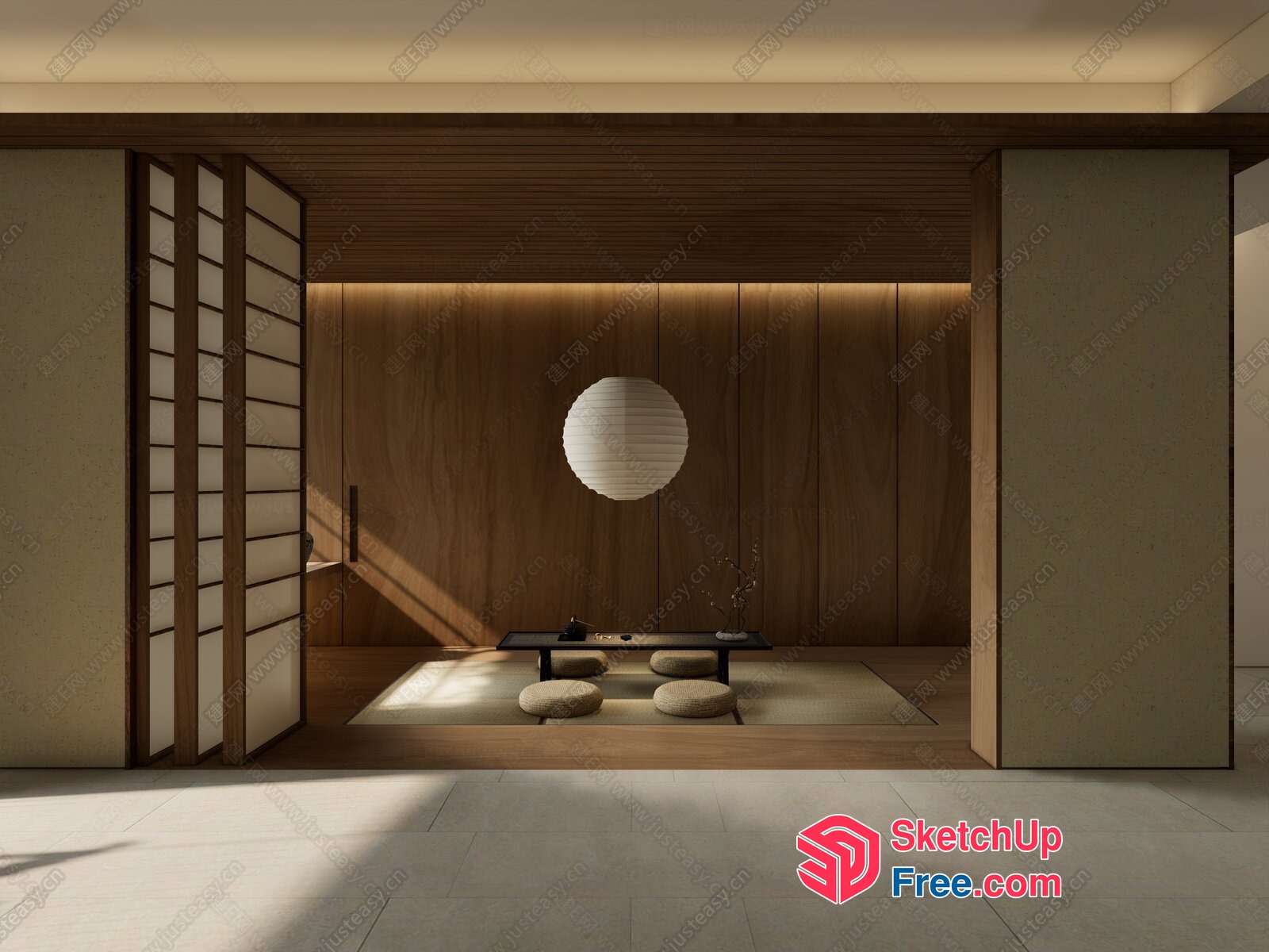 Japanese-Inspired Interior With Minimalist Furniture 3D SketchUp File