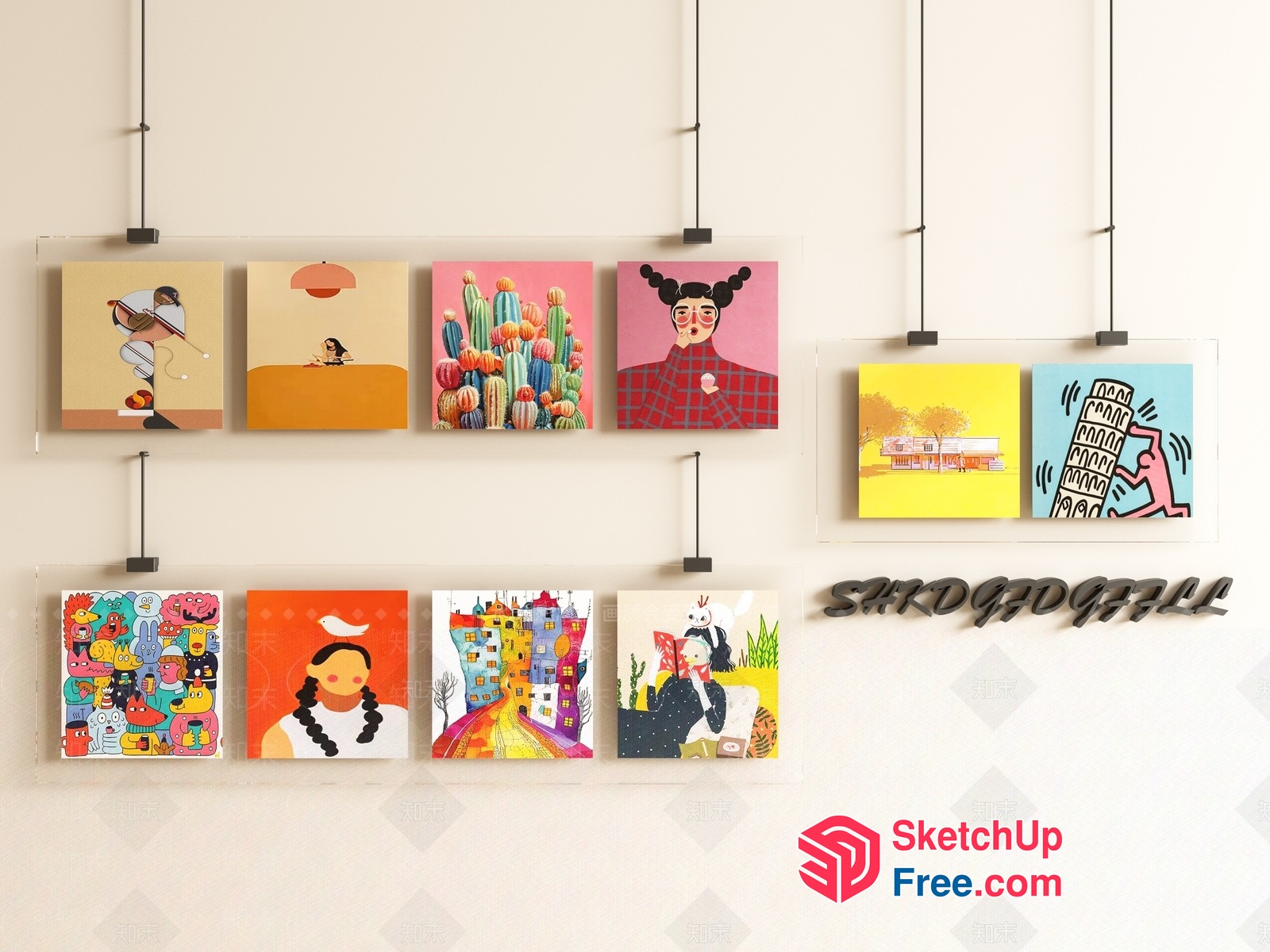 Vibrant Artwork Display 3D SketchUp File