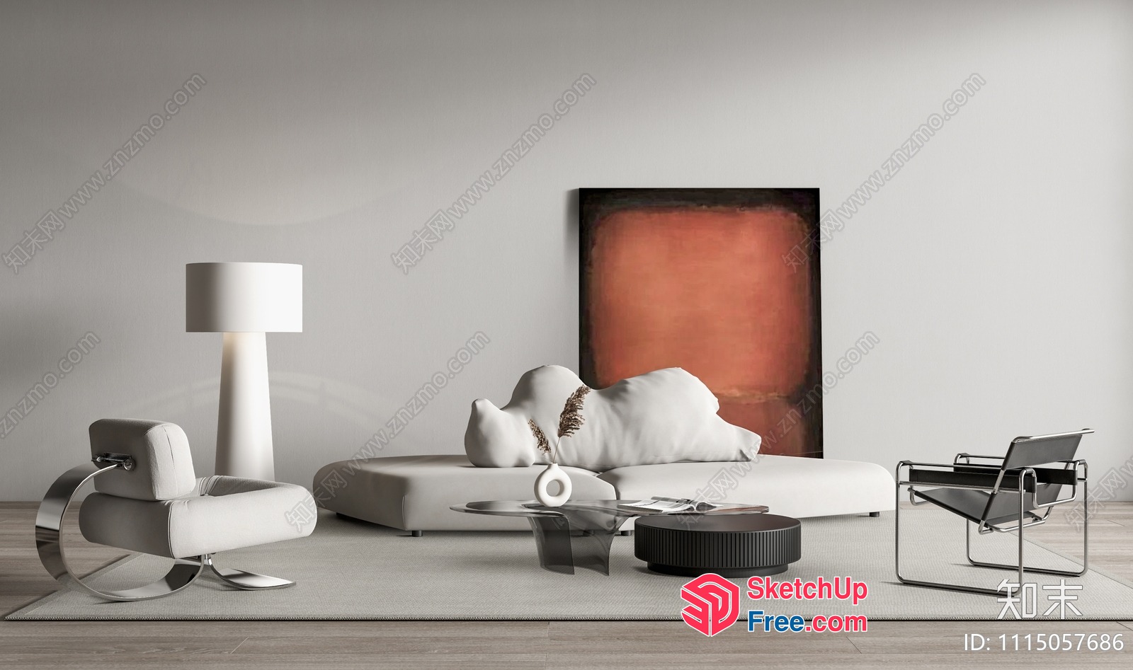 Minimalist Modern Living Room Furniture And Decor 3D SketchUp File