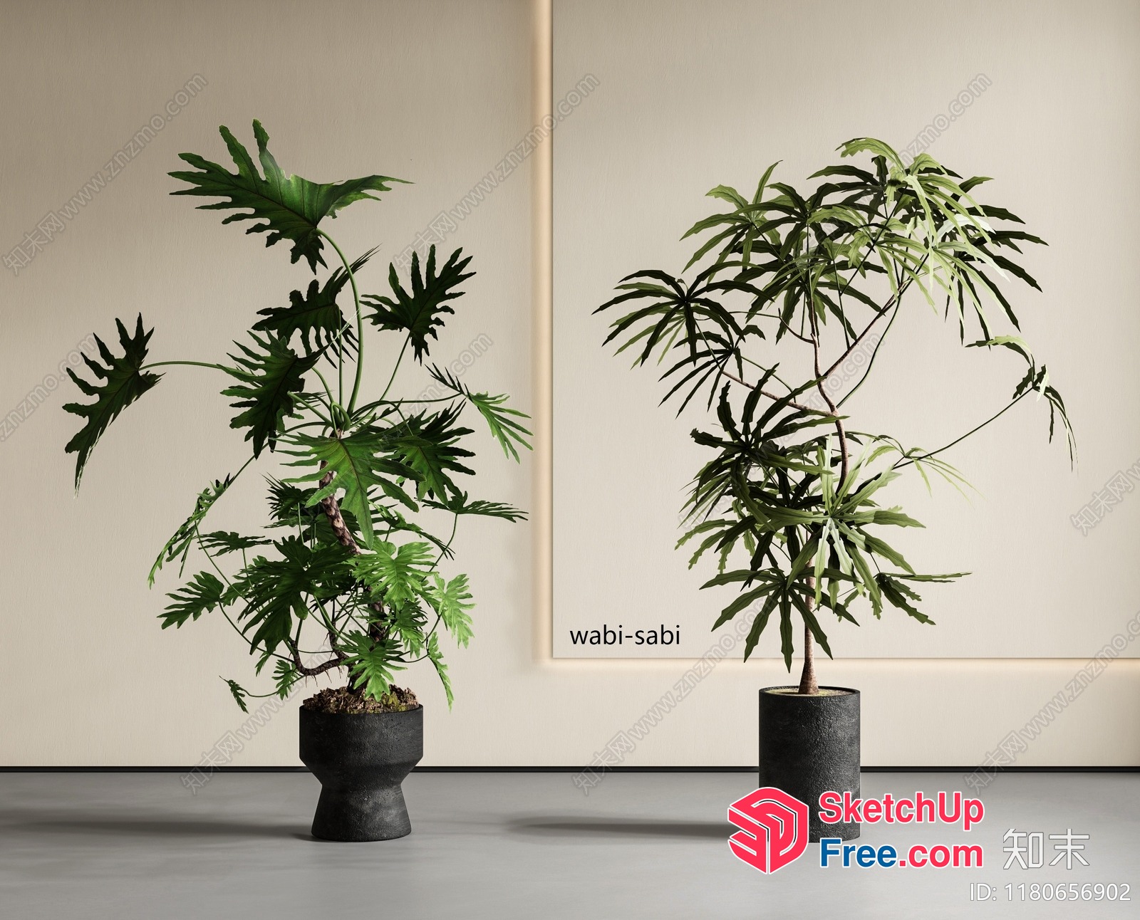 Two Potted Plants In A Minimalist Setting 3D SketchUp File