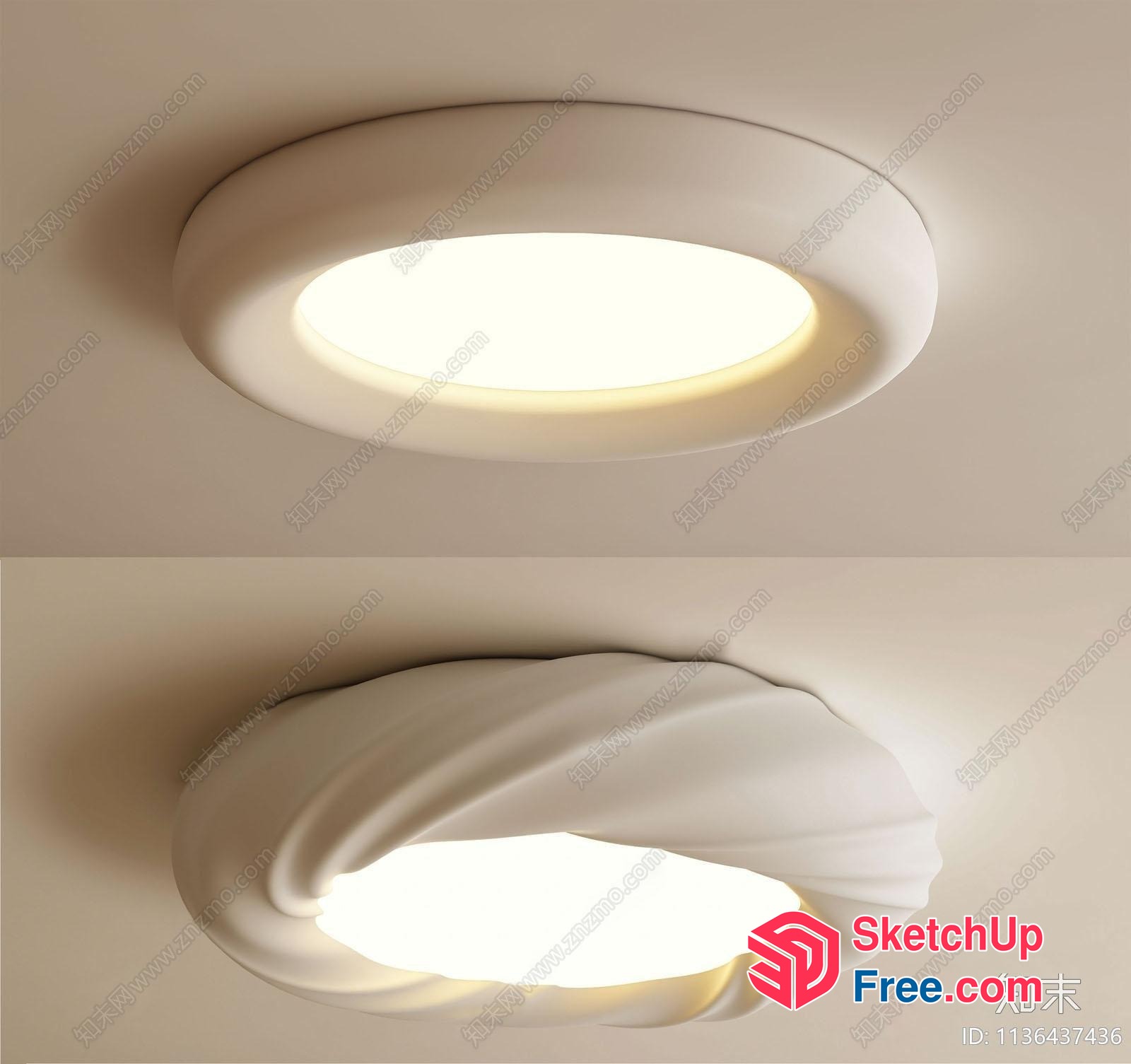 Oval Ceiling Light Fixture With Soft Lighting Effect 3D SketchUp File