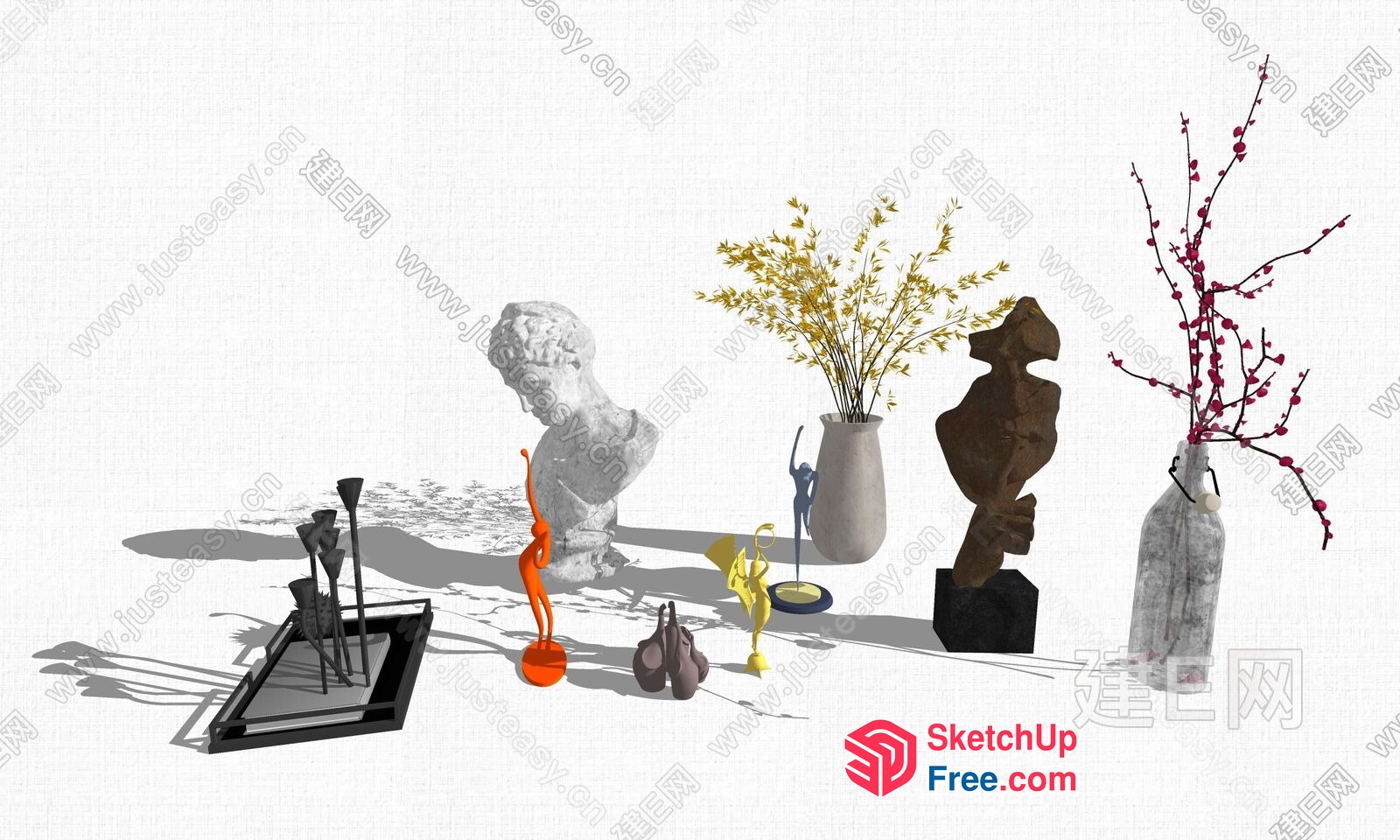 Sculptural Arrangement Of Classical And Modern Art 3D SketchUp File