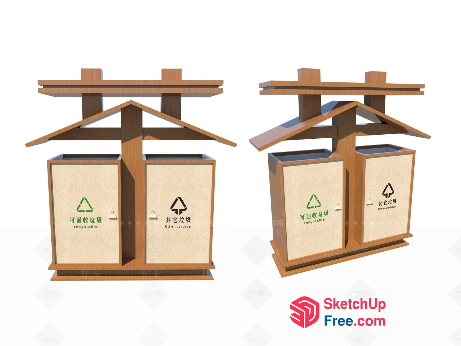 Recyclable And Other Garbage Collection Units 3D SketchUp File