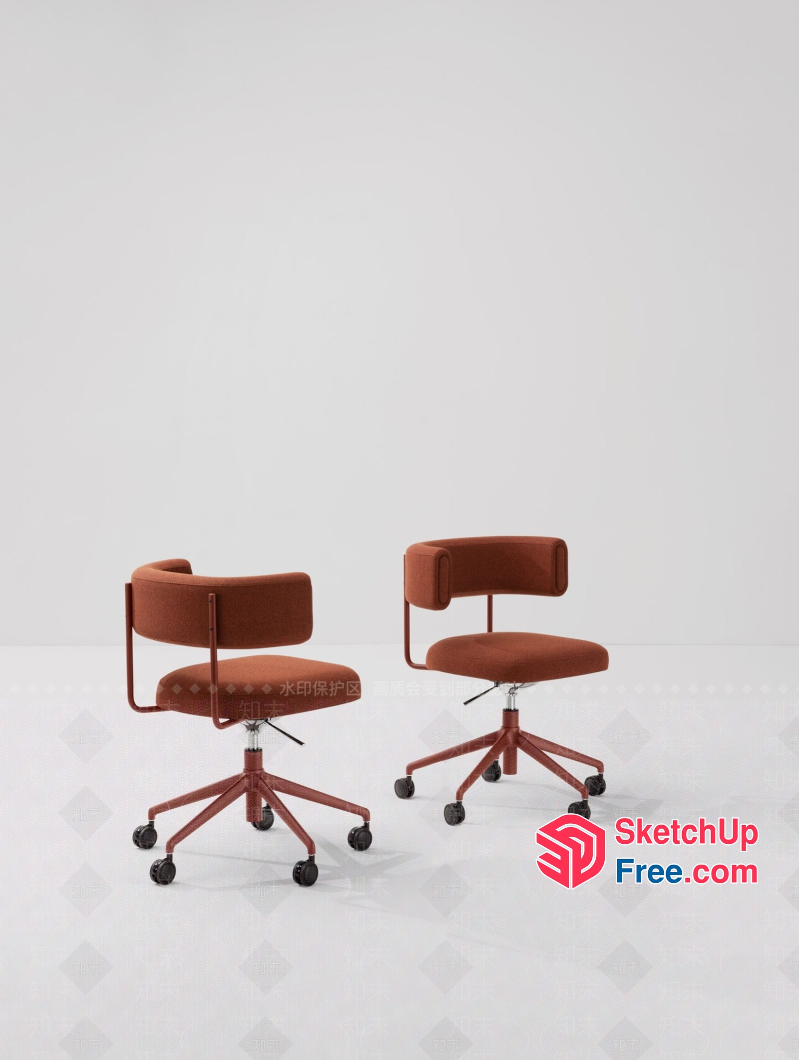 Modern Office Chairs With Wheels 3D SketchUp File