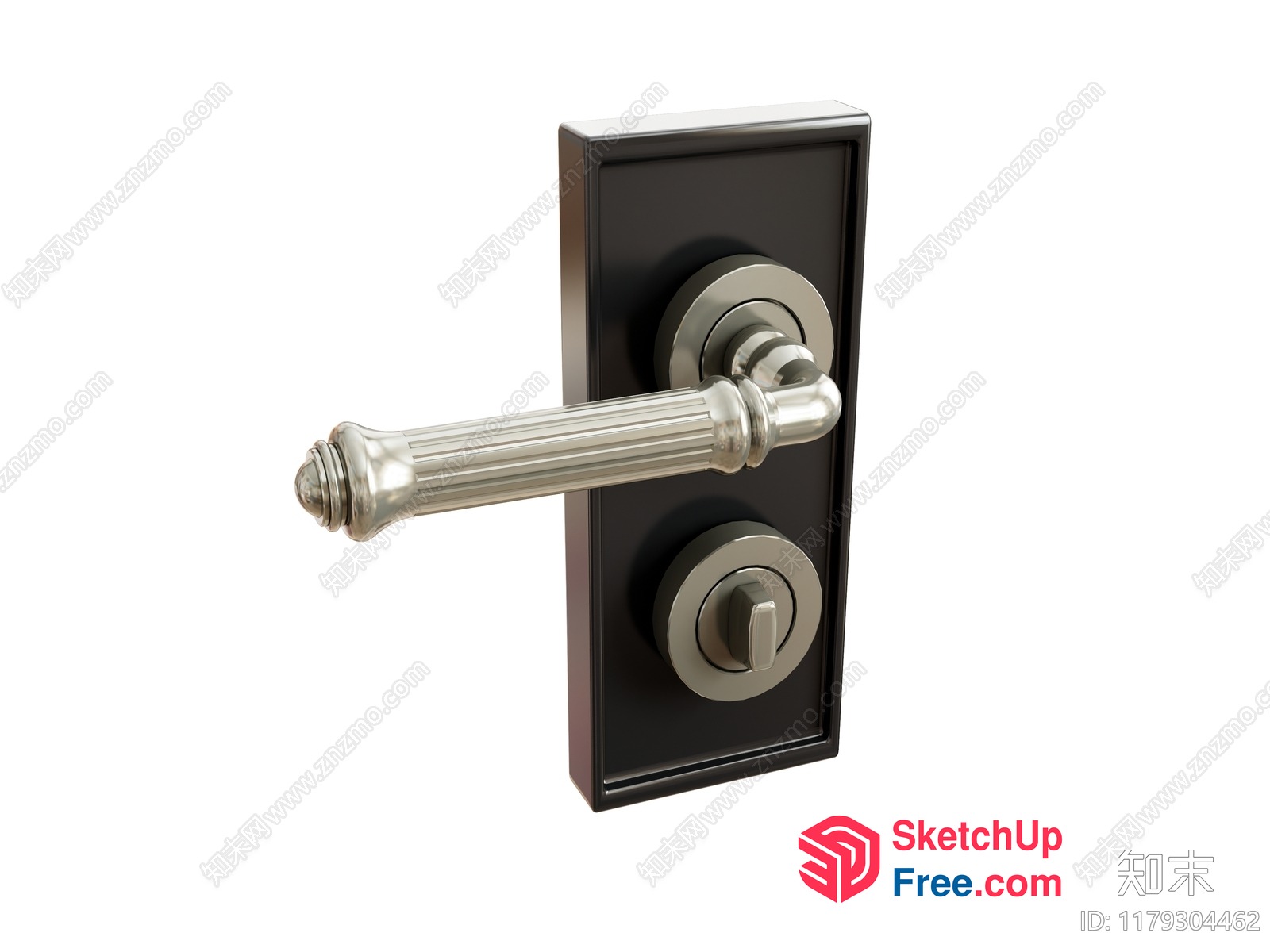 Silver Door Handle With Black Panel 3D SketchUp File