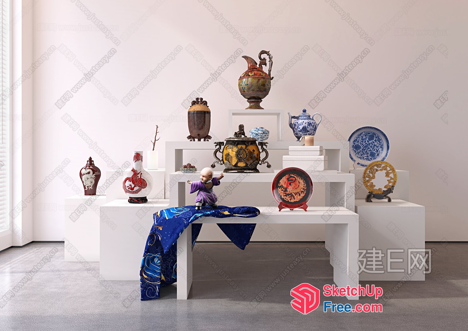 Decorative Asian Style Furniture And Decor 3D SketchUp File