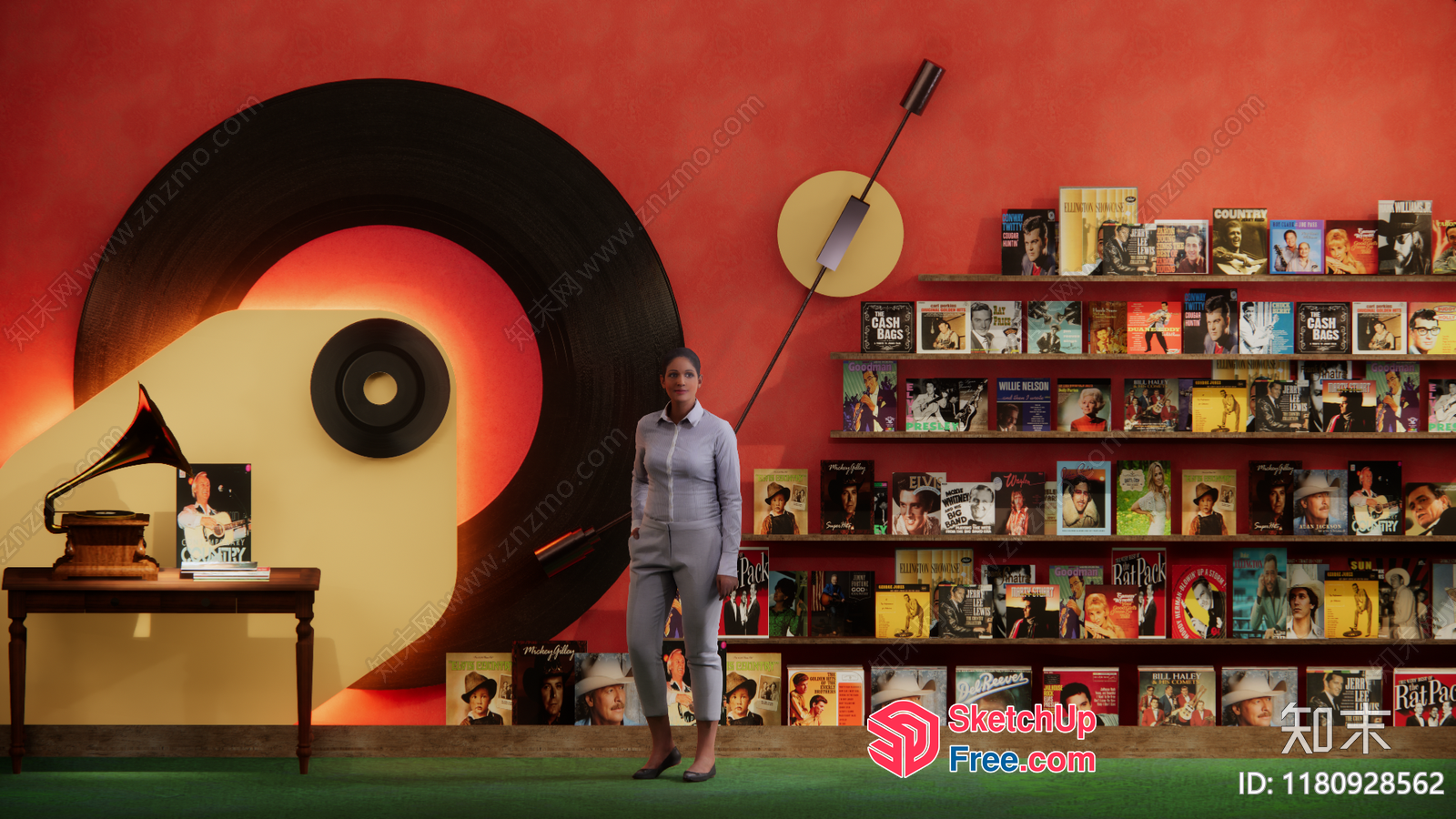 A Vintage-Inspired Music-Themed Interior 3D SketchUp File