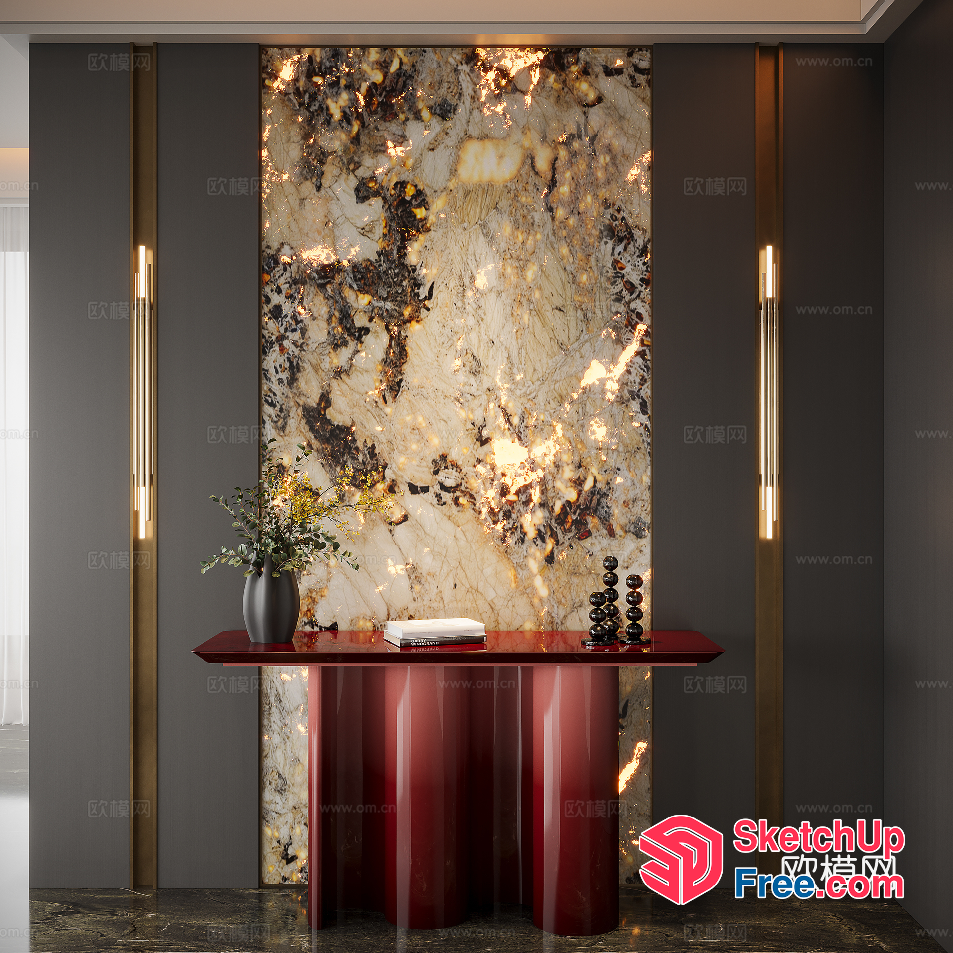 Elegant Marble Accent Wall Console Table 3D SketchUp File
