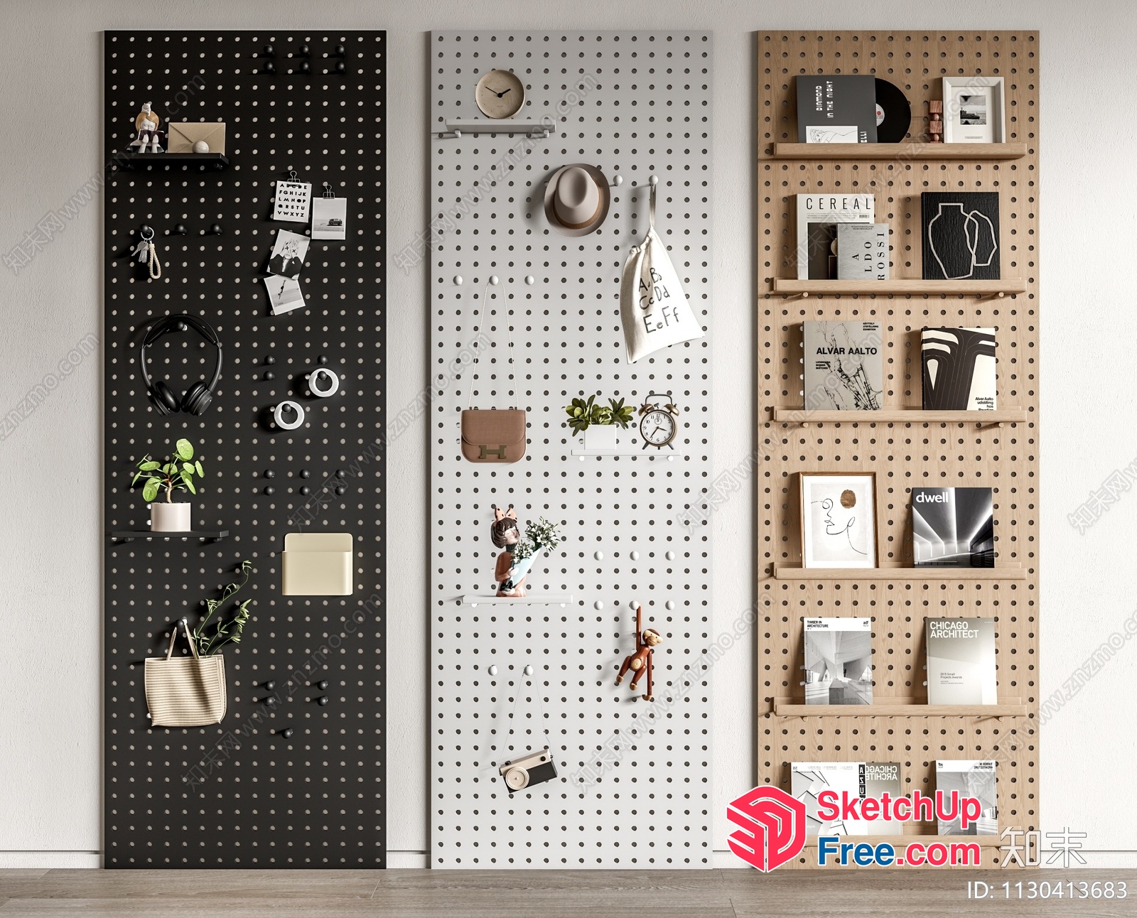 Modern Wall Decor With Storage And Shelving 3D SketchUp File