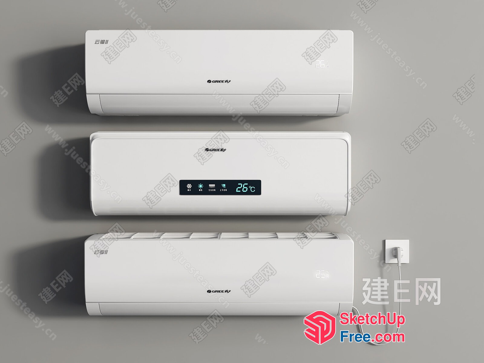 White Greeky Air Conditioners And Wall Outlet 3D SketchUp File