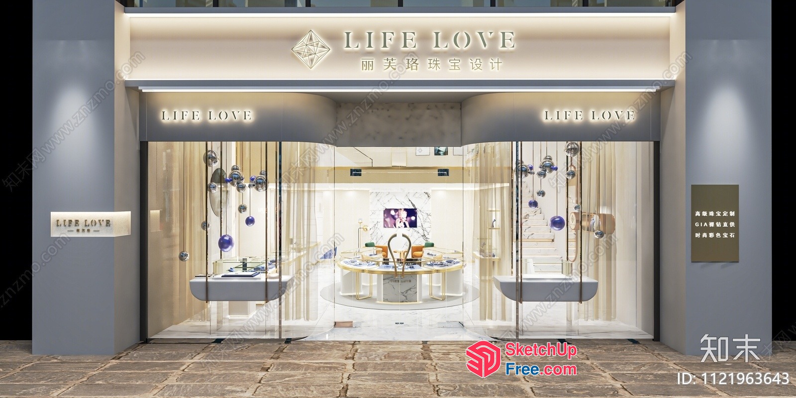 Luxurious Jewelry Store With Elegant Display 3D SketchUp File