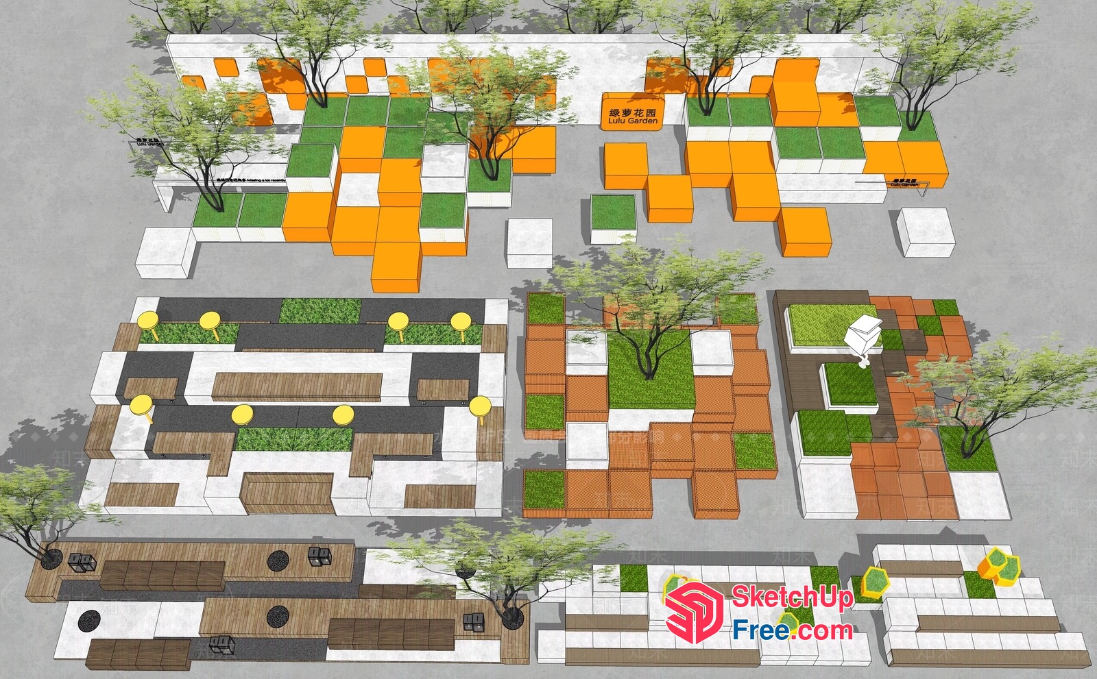 Modern Outdoor Seating Area With Unique Furniture Arrangement 3D SketchUp File