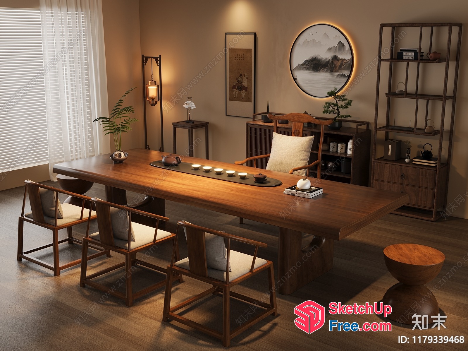 Elegant Modern Asian Style Living Room Interior 3D SketchUp File