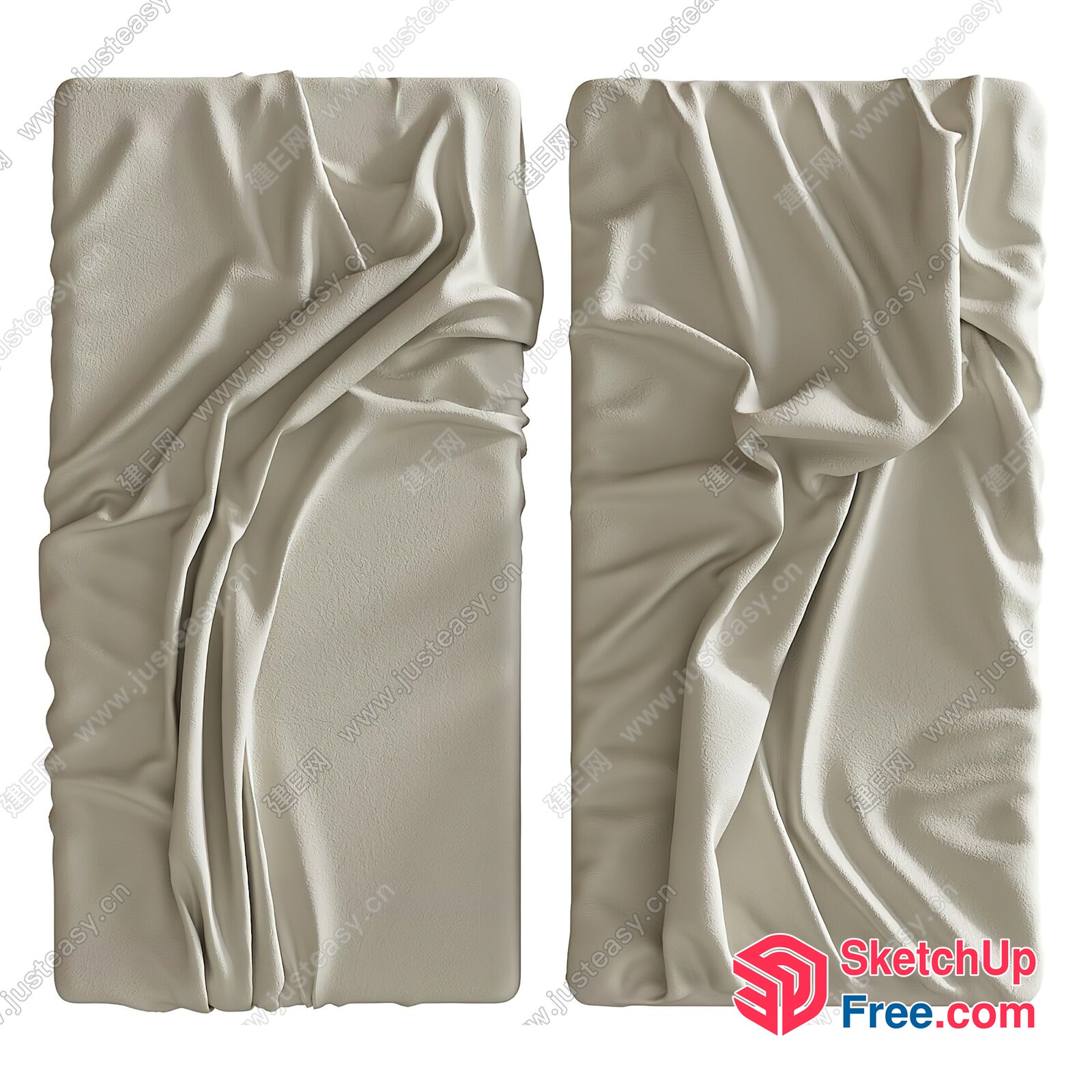 White Bed Sheets With Wrinkles 3D SketchUp File