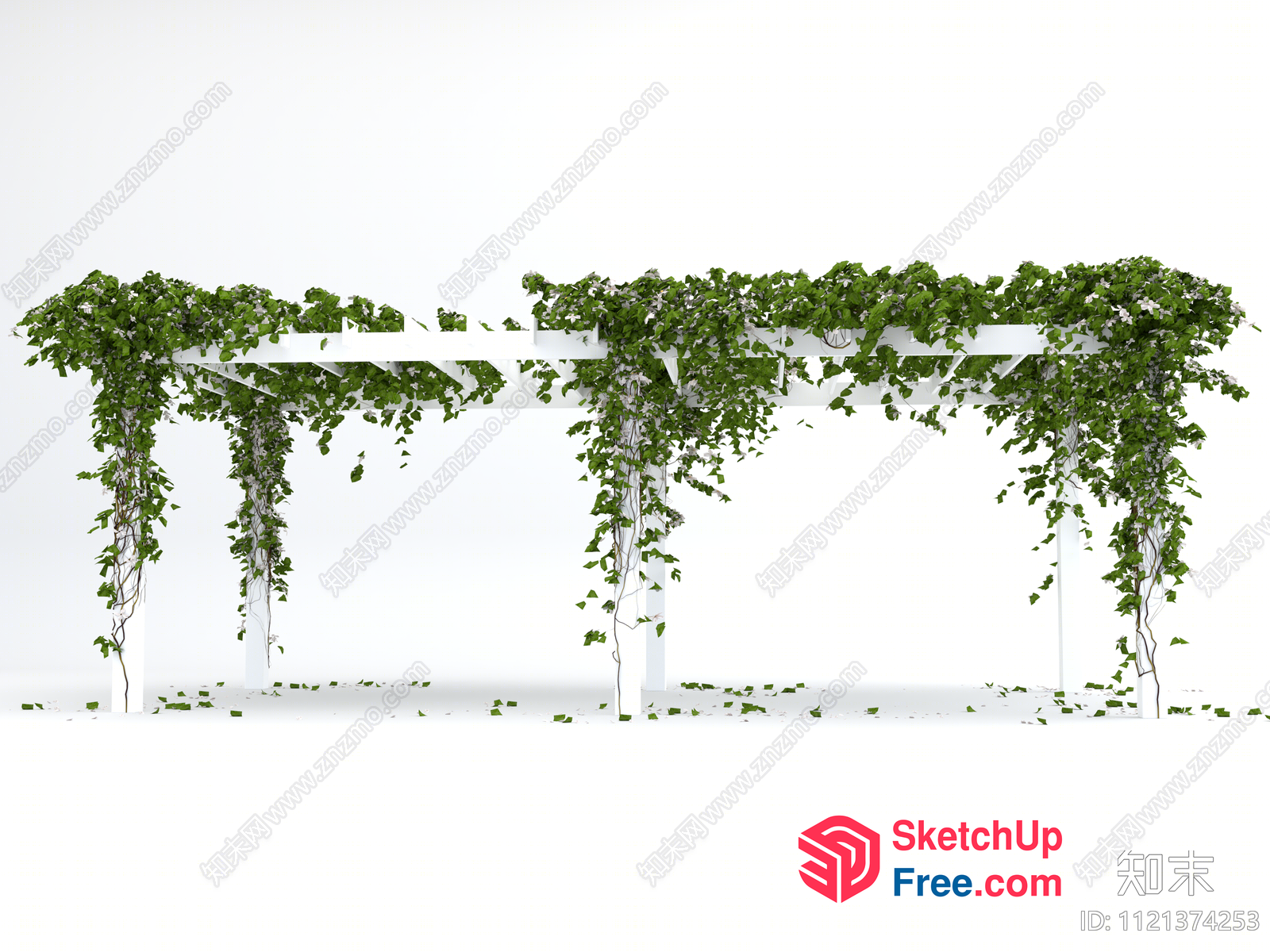 Elegant White Pergola With Lush Green Vines 3D SketchUp File