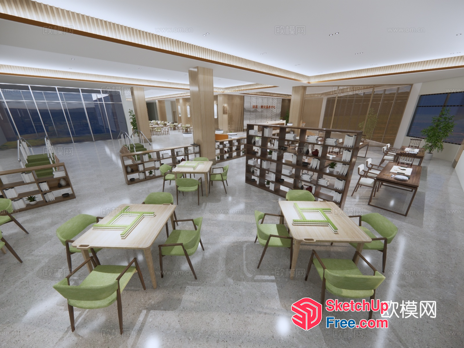 Modern Restaurant Interior With Sleek Furniture And Natural Wood Accents 3D SketchUp File