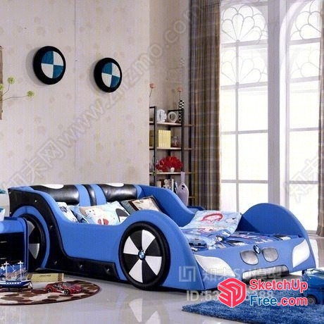 Stylish Car-Shaped Bed For Kids 3D SketchUp File