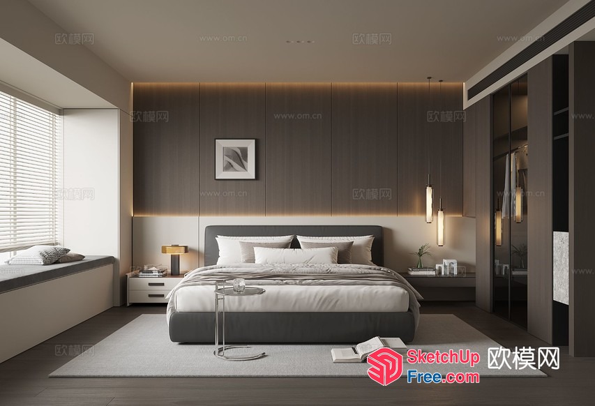 Modern Minimalist Bedroom Interior 3D SketchUp File