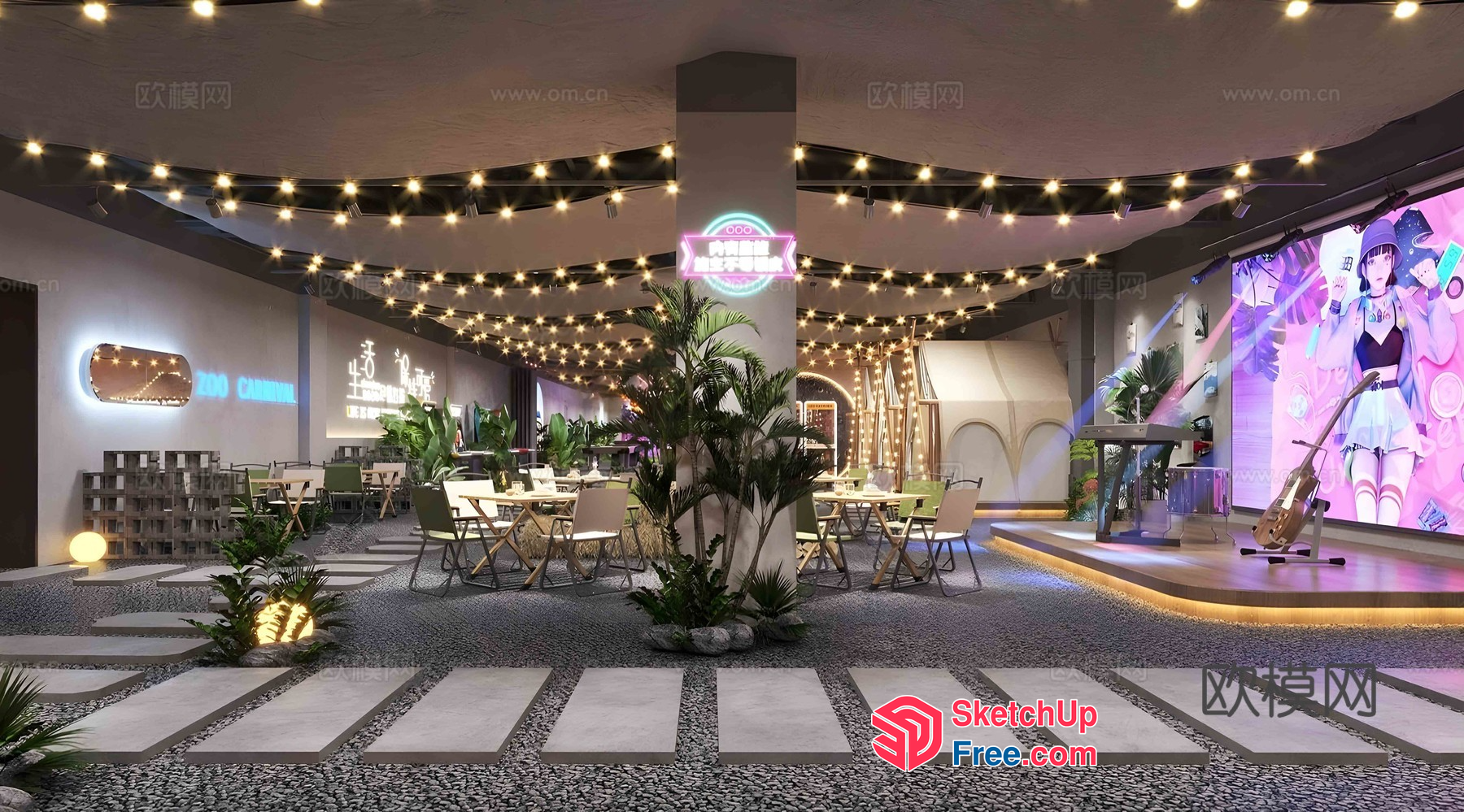 Modern And Elegant Restaurant Interior 3D SketchUp File