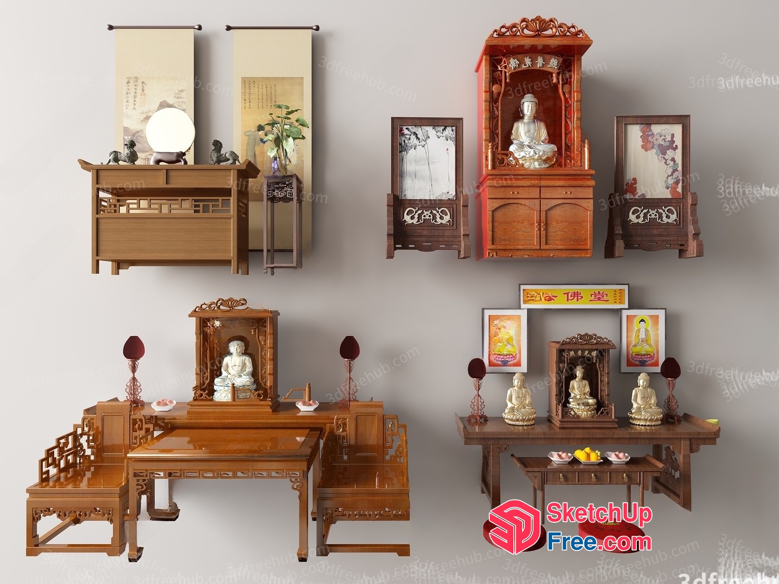 Traditional Asian-Inspired Interior Decor 3D SketchUp File