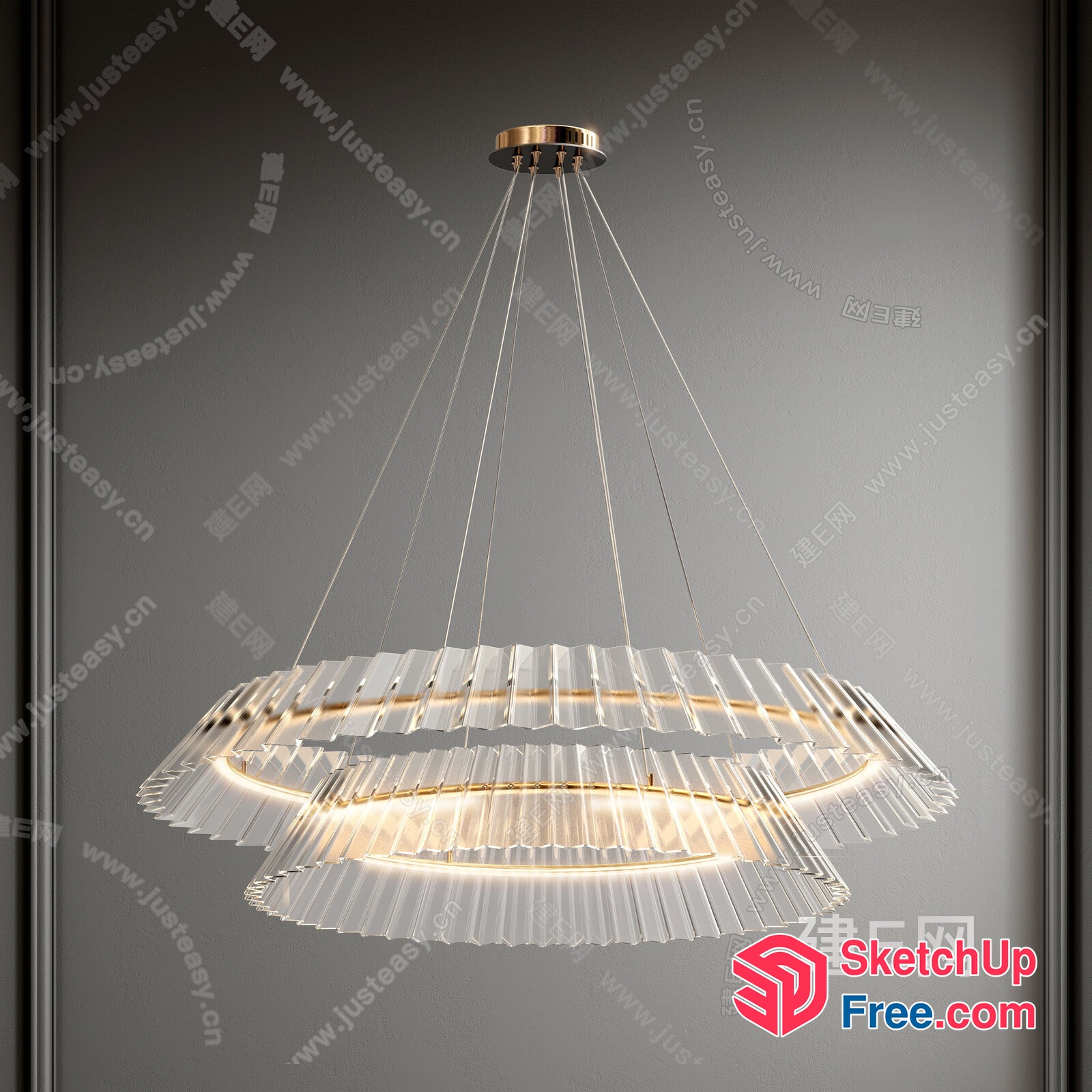 Elegant And Modern Glass Chandelier 3D SketchUp File