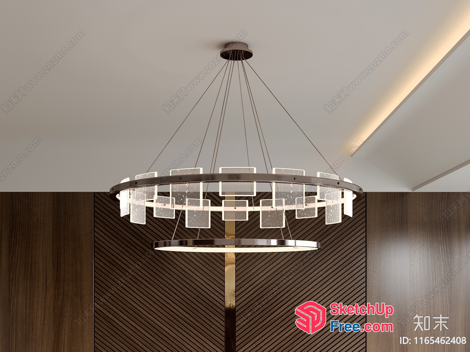 Elegant Modern Chandelier With Glass Accents 3D SketchUp File