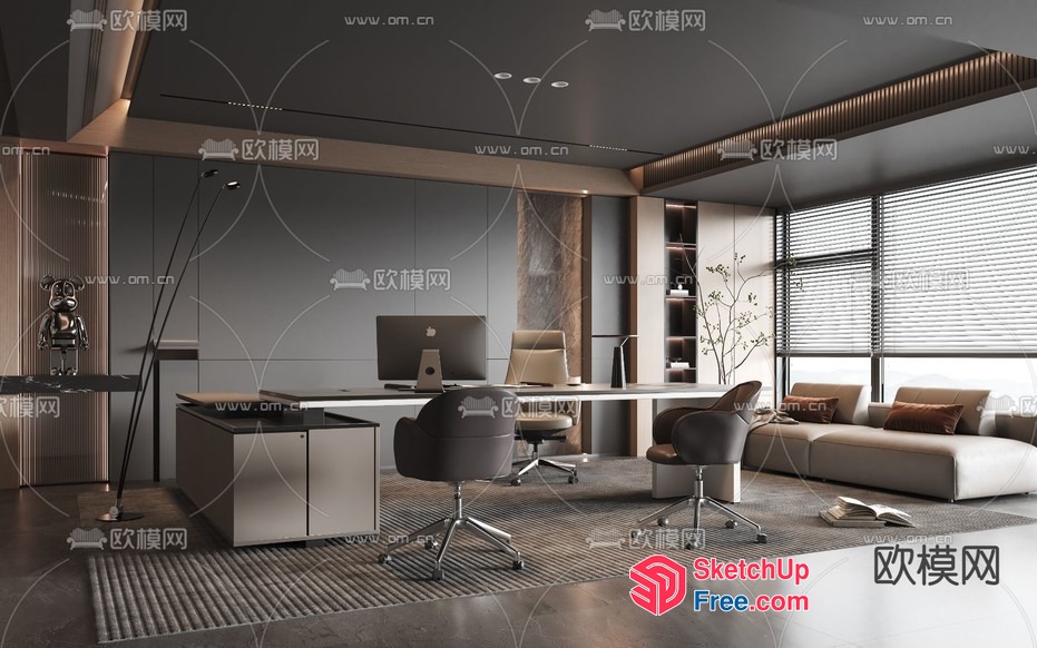 Modern Office Space With Sleek Furniture And Natural Light 3D SketchUp File