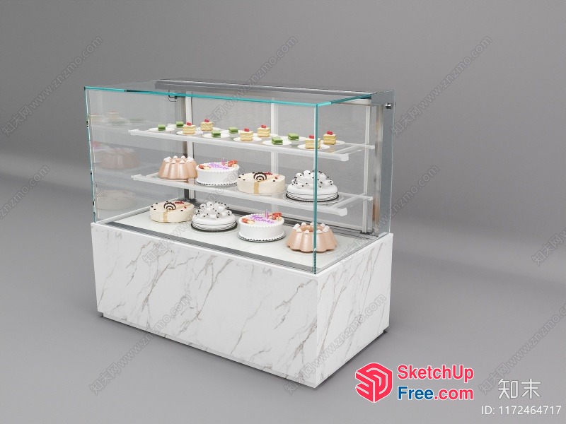 Modern Glass Display Case With Marble Base 3D SketchUp File
