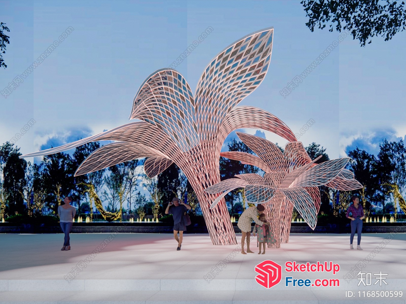 Vibrant Outdoor Flower Sculpture Installation 3D SketchUp File