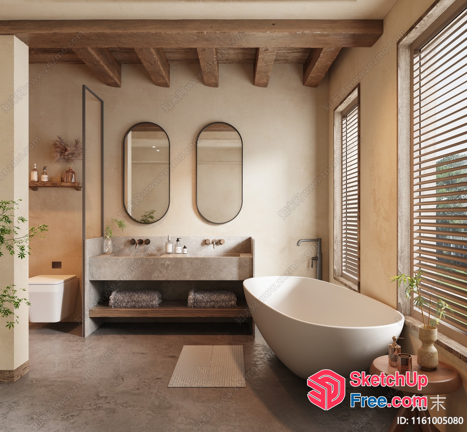 Modern Rustic Bathroom Interior 3D SketchUp File