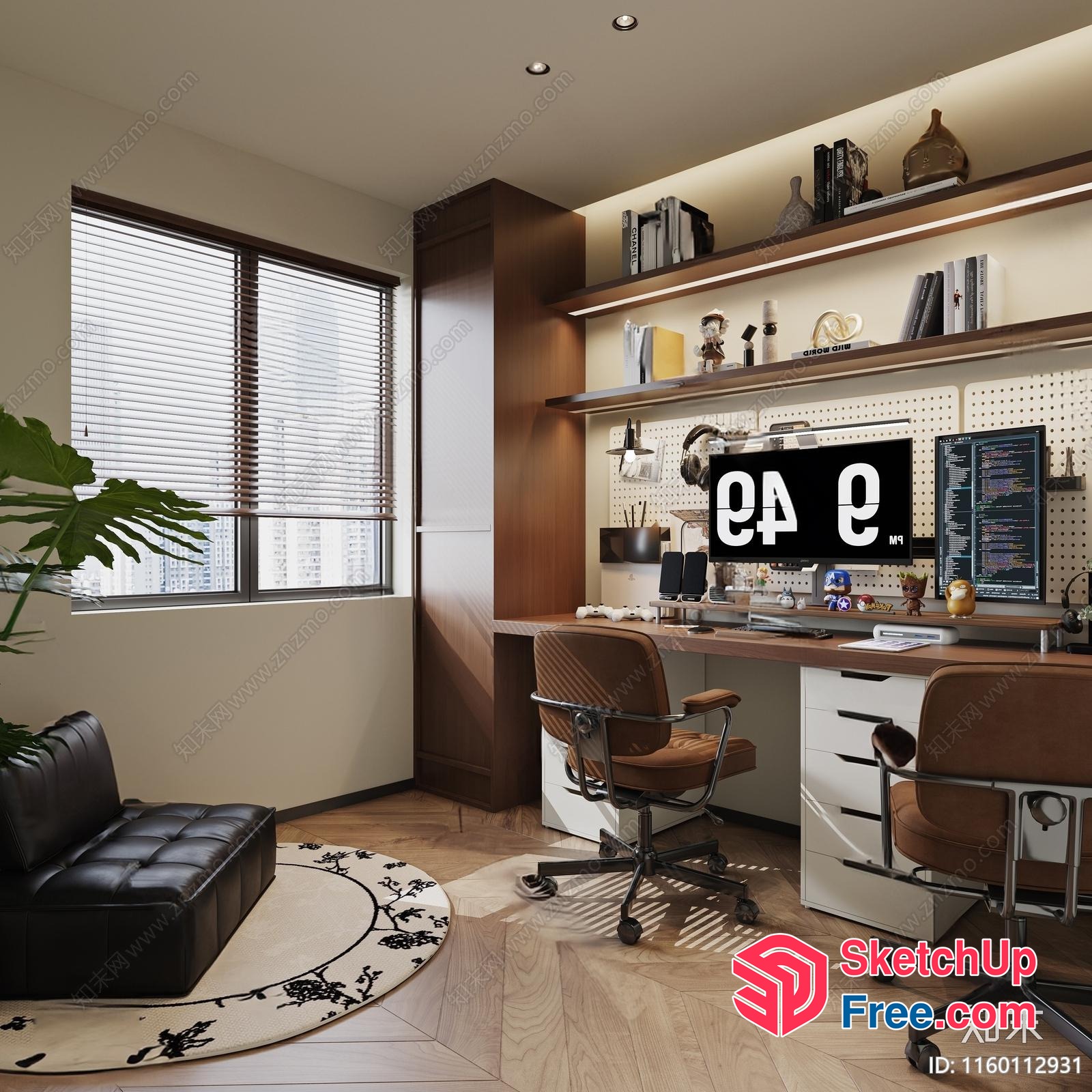Modern Office Space With Wooden Accents And Natural Light 3D SketchUp File