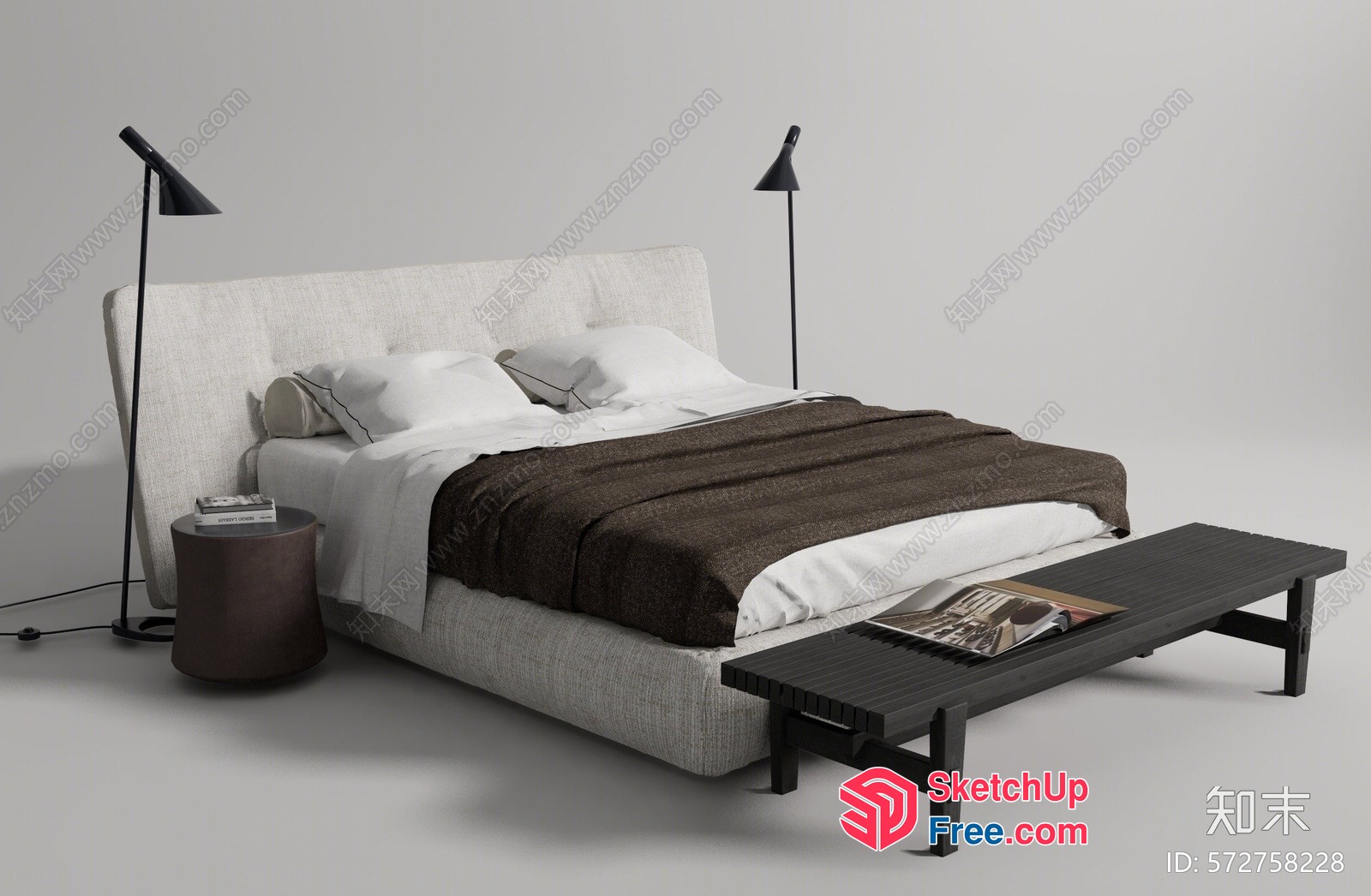 Modern Minimalist Bedroom Interior 3D SketchUp File