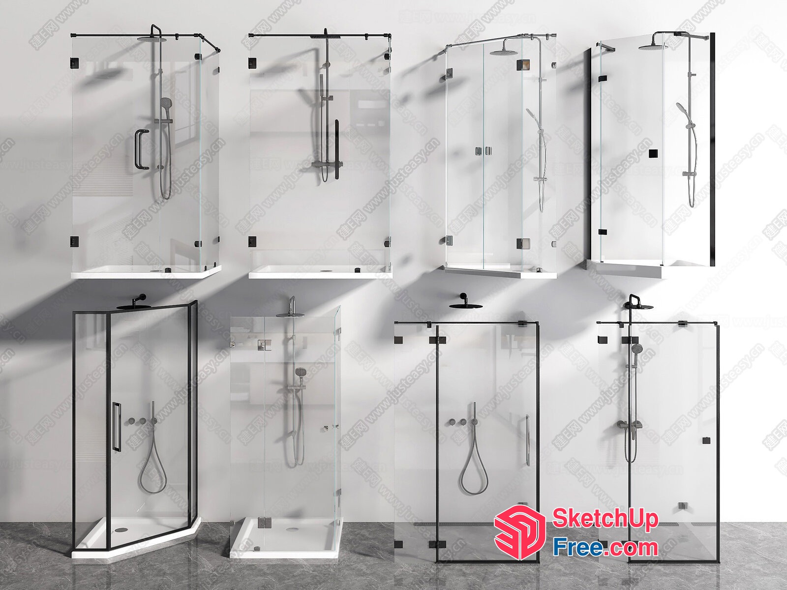 Modern Glass Shower Enclosures 3D SketchUp File