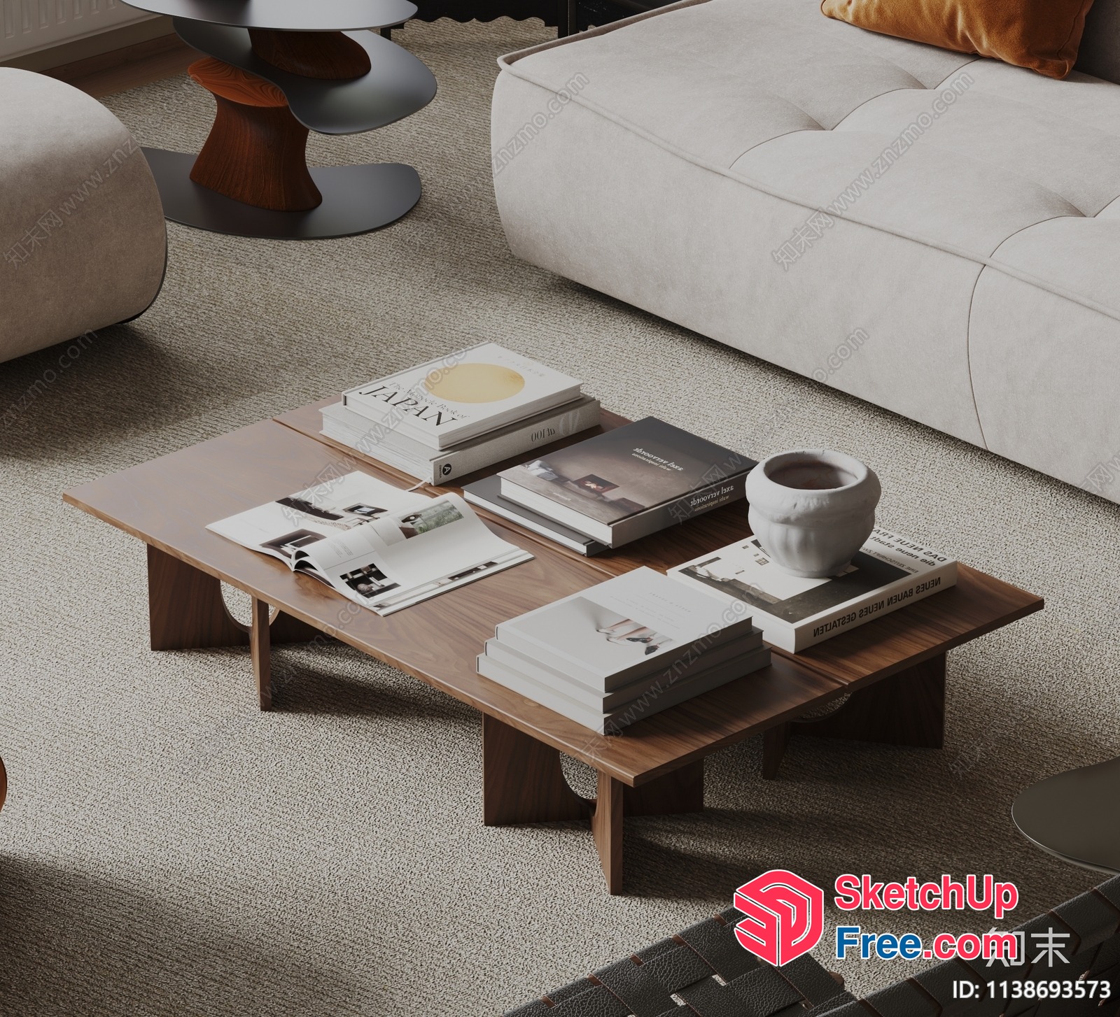 Minimalist Living Room With Modern Furniture And Neutral Color Scheme 3D SketchUp File