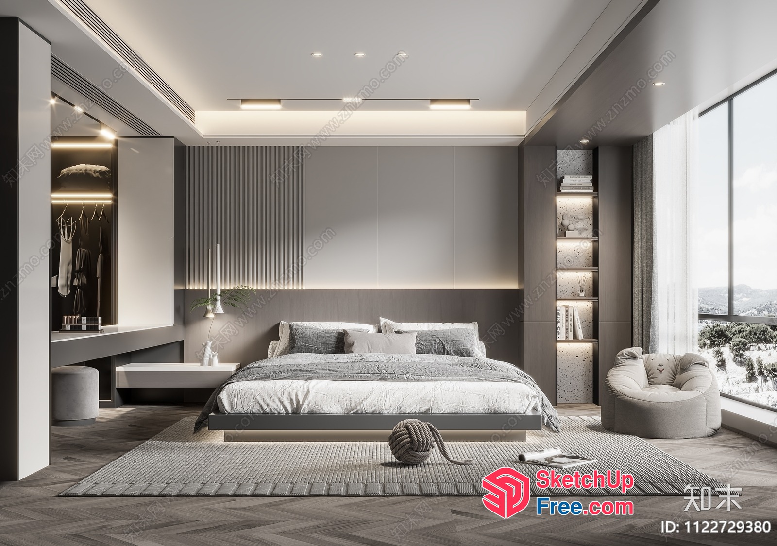 Modern Minimalist Bedroom Interior Design 3D SketchUp File