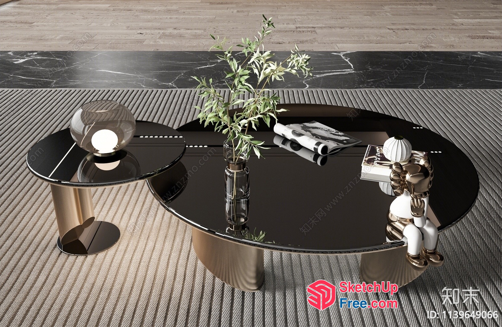 Modern Minimalist Living Room Coffee Table Set 3D SketchUp File
