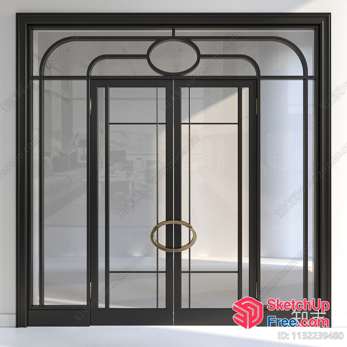 Elegant Black Metal And Glass Door 3D SketchUp File
