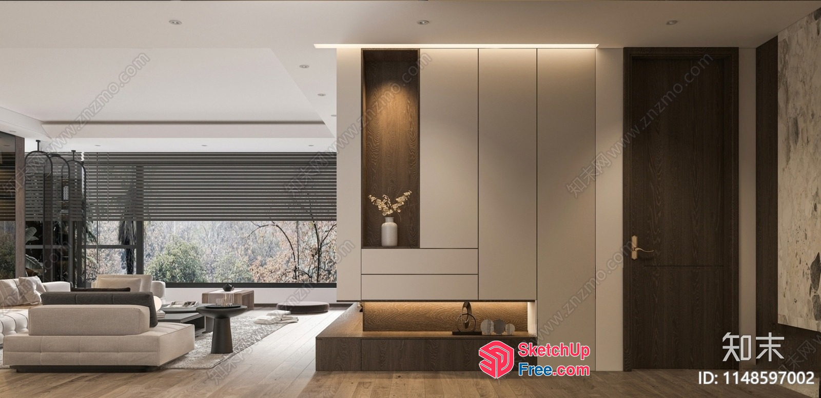 Modern Minimalist Living Room With Natural Light 3D SketchUp File