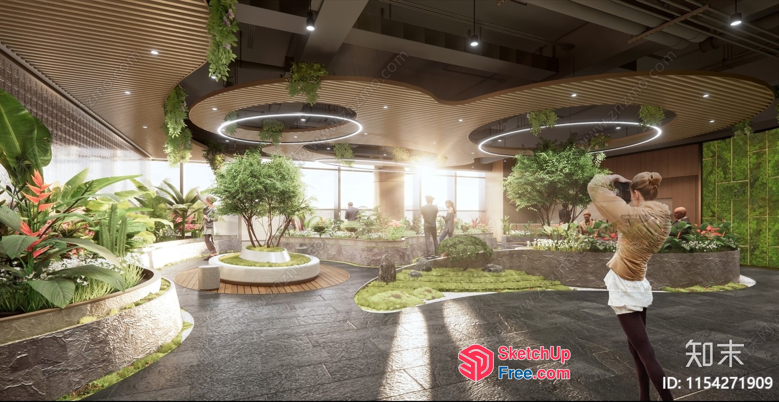 Modern Garden Interior With Unique Lighting 3D SketchUp File