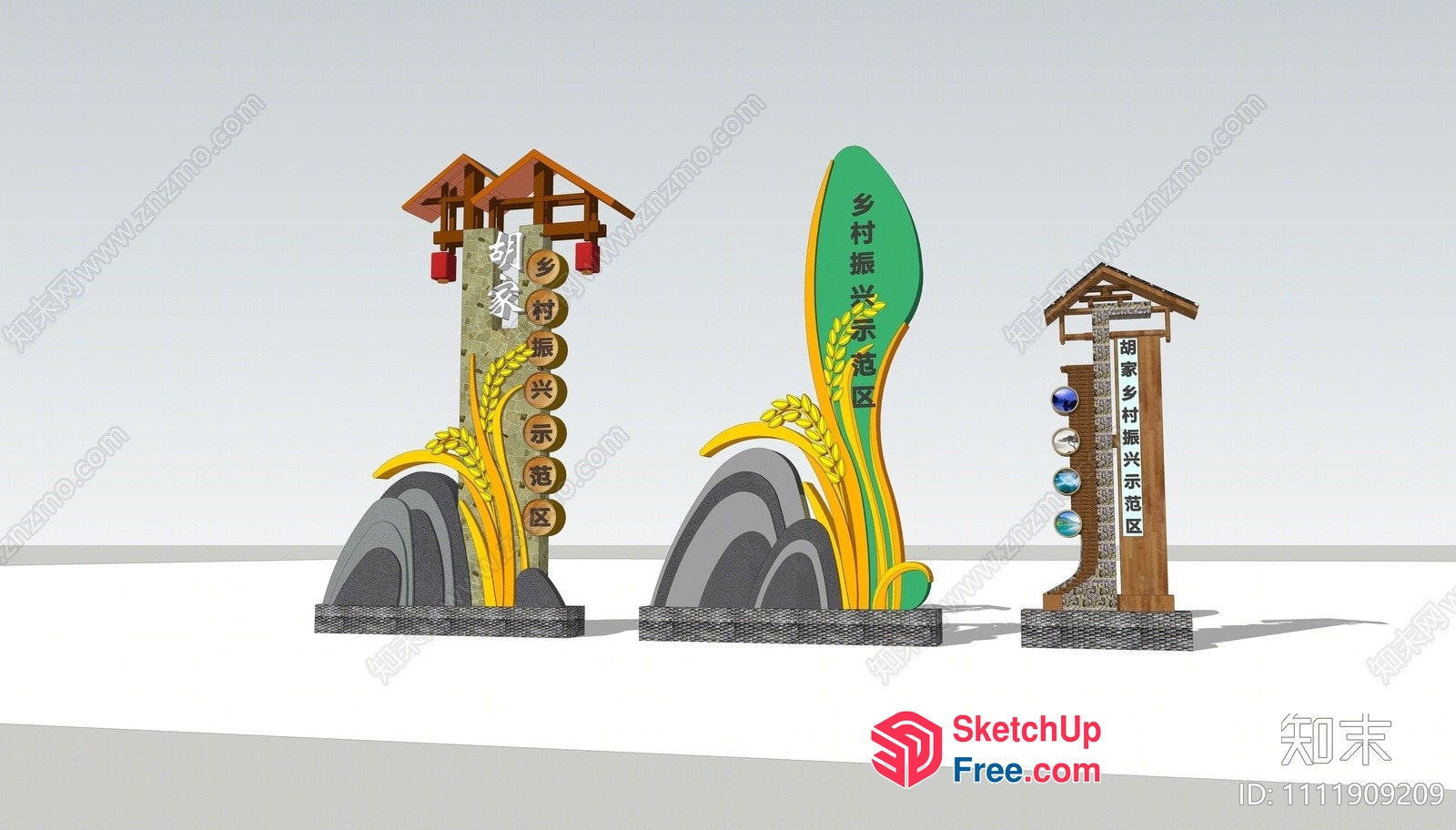 Asian-Inspired Pillars With Traditional Elements 3D SketchUp File
