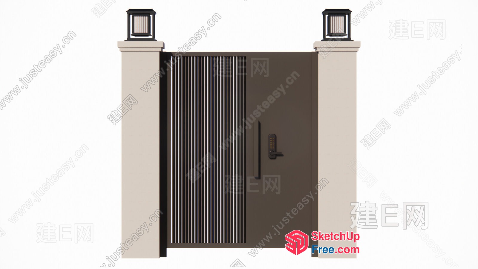 Exterior Pillars And Door With Lighting 3D SketchUp File