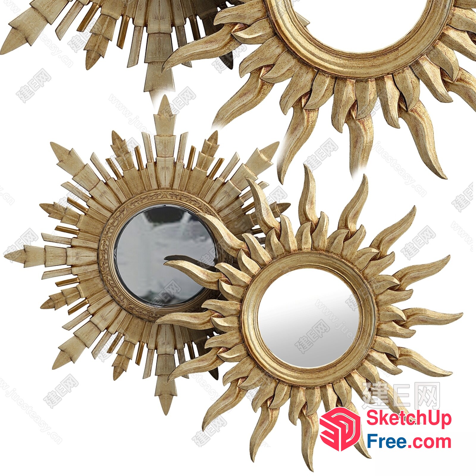 Golden Sunburst Mirror 3D SketchUp File