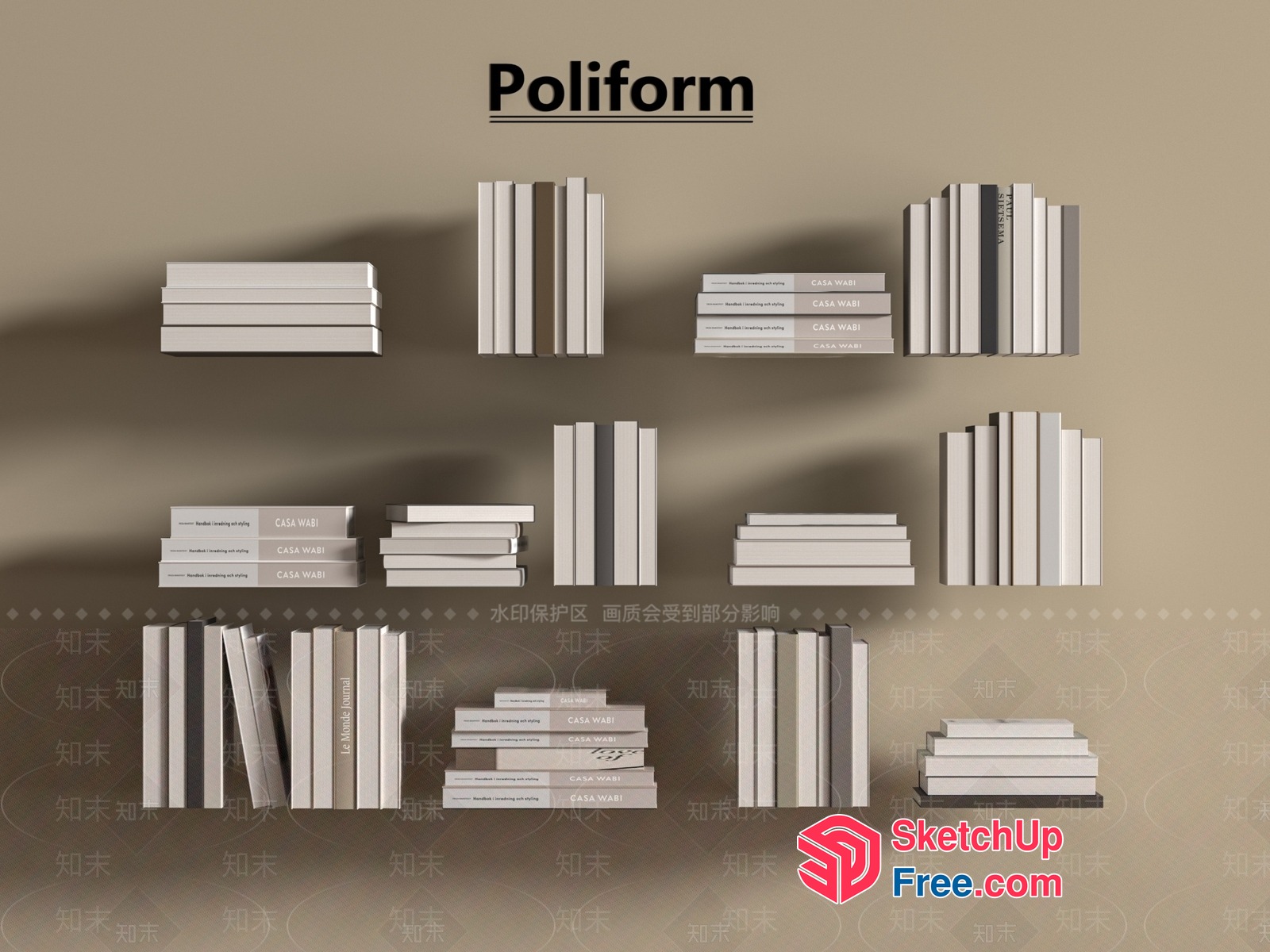 Poliform Bookcase Collection 3D SketchUp File