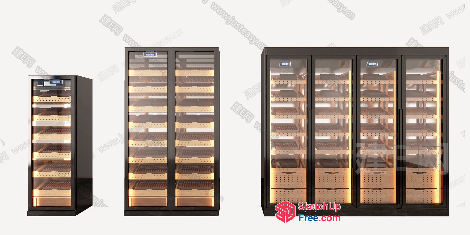 Modern Glass Door Display Cabinets 3D SketchUp File
