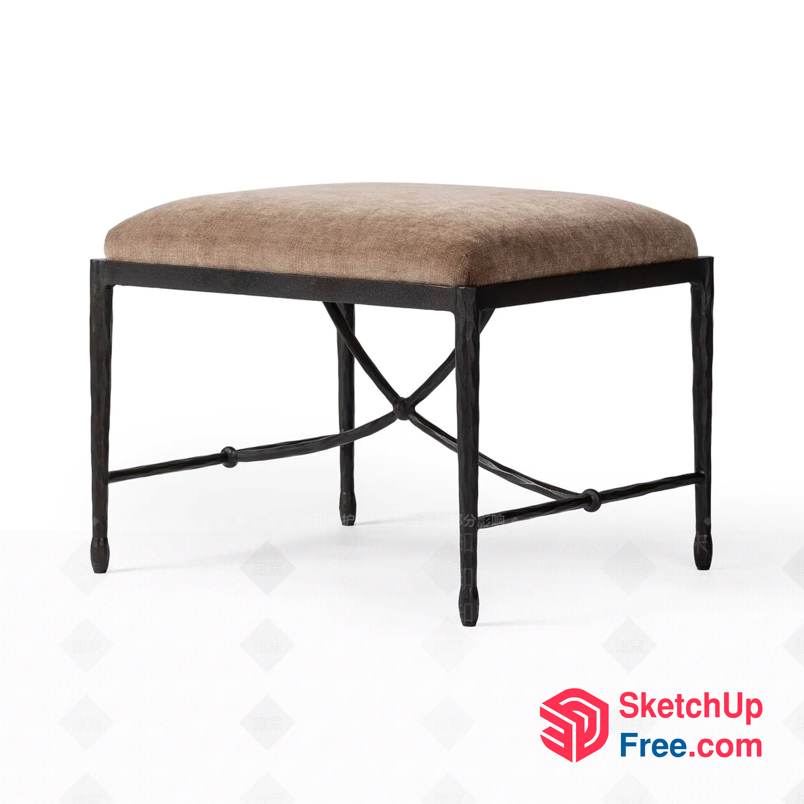 Elegant Metal Frame Bench With Cushioned Seat 3D SketchUp File