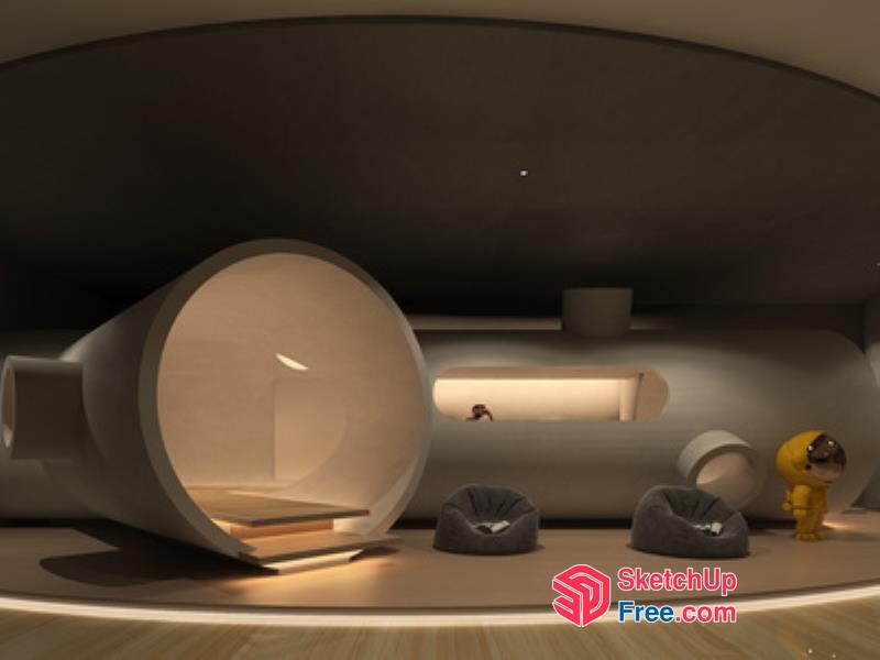 Futuristic Space Capsule Interior Design 3D SketchUp File